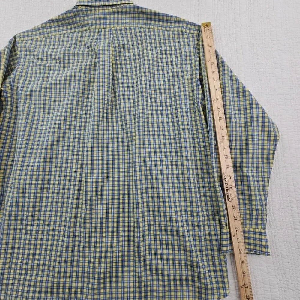 Ralph‎ Lauren Blake Shirt Men's L Yellow Blue Check 100% Cotton EUC Classic LS